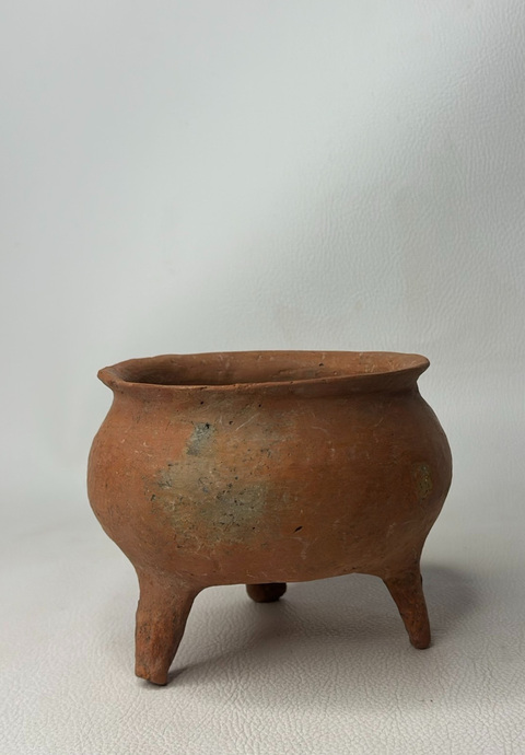 古玩陶瓷新石器文化早中期三足紅套鼎真品鑒賞圖