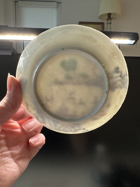 古玩陶瓷人物山水青花廣彩加粉彩盤真品鑒賞圖