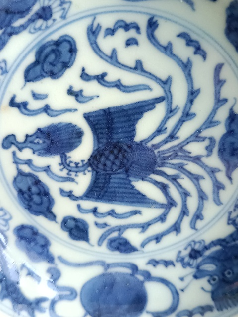 古玩陶瓷青花龍鳳紋盤真品鑒賞圖