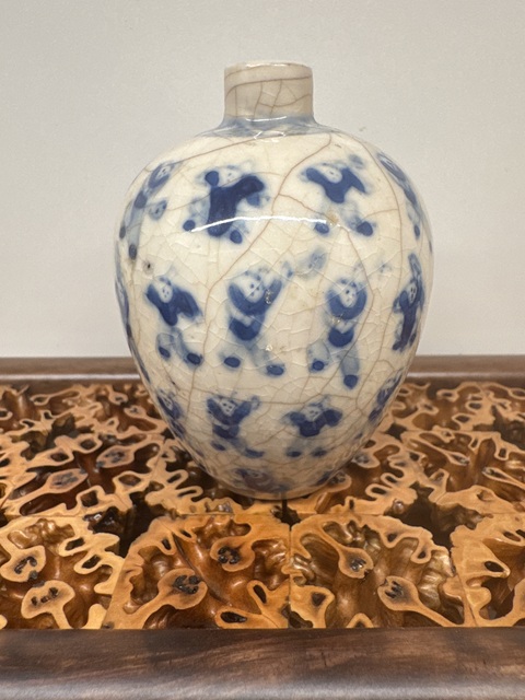 古玩陶瓷百子圖青花鼻煙壺小瓶拍賣,當前價格7800元
