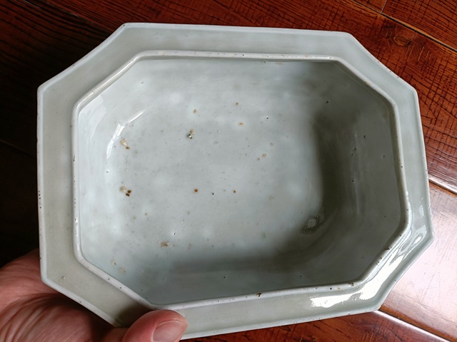 古玩陶瓷淺絳彩花鳥紋八角水仙盆真品鑒賞圖