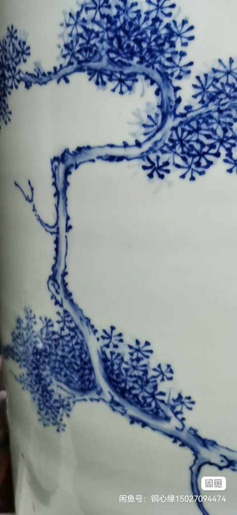 古玩陶瓷花鳥紋青花帽筒真品鑒賞圖