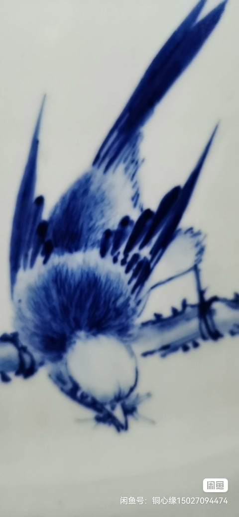 古玩陶瓷花鳥紋青花帽筒真品鑒賞圖