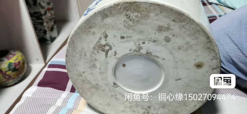 古玩陶瓷花鳥紋青花帽筒真品鑒賞圖
