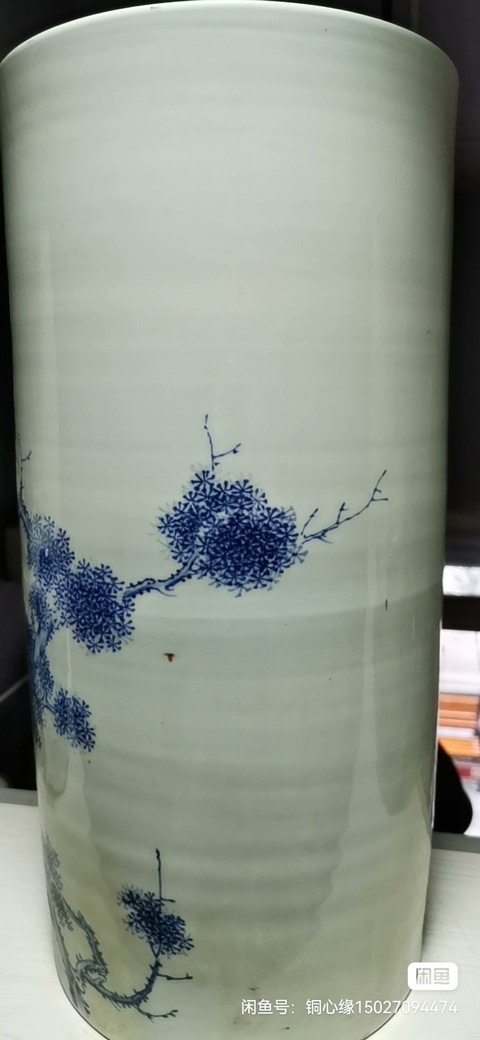 古玩陶瓷花鳥紋青花帽筒真品鑒賞圖