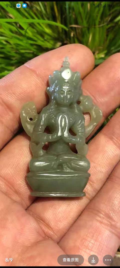 古玩玉器和田玉雕“觀音”擺件真品鑒賞圖