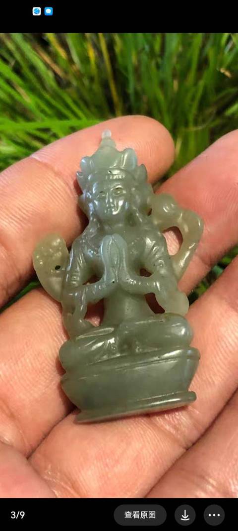 古玩玉器和田玉雕“觀音”擺件真品鑒賞圖