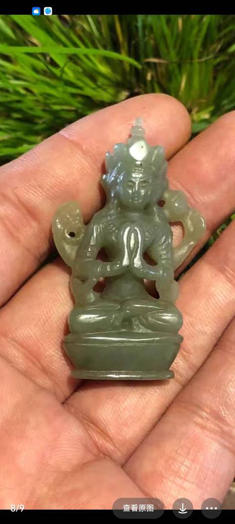 古玩玉器和田玉雕“觀音”擺件真品鑒賞圖