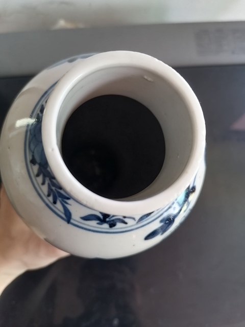 古玩陶瓷花鳥(niǎo)紋青花雞腿瓶真品鑒賞圖