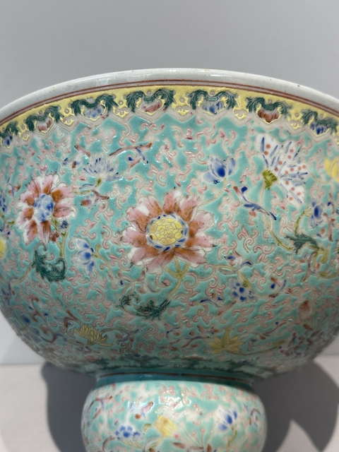 古玩陶瓷粉彩高足貢碗真品鑒賞圖