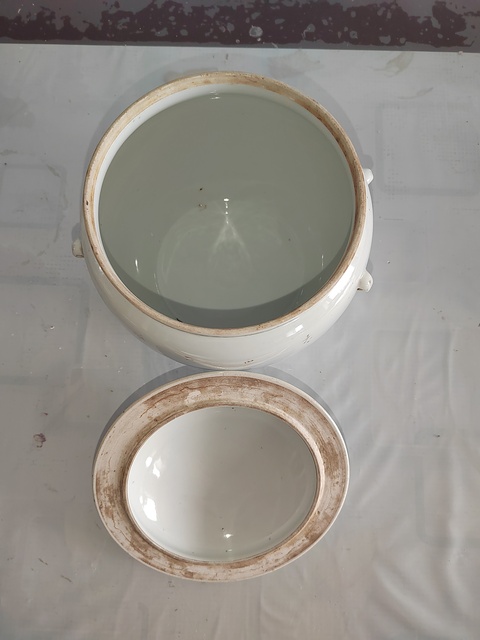 古玩陶瓷描金松鶴延年圖粥罐拍賣，當前價格1000元