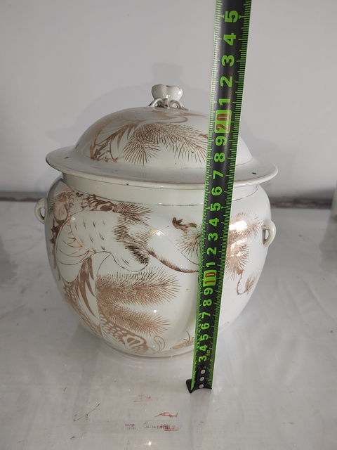 古玩陶瓷描金松鶴延年圖粥罐拍賣，當前價格1000元