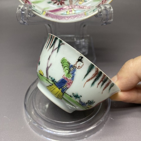 古玩陶瓷清雍正·才子佳人·粉彩杯碟拍賣，當前價格7500元