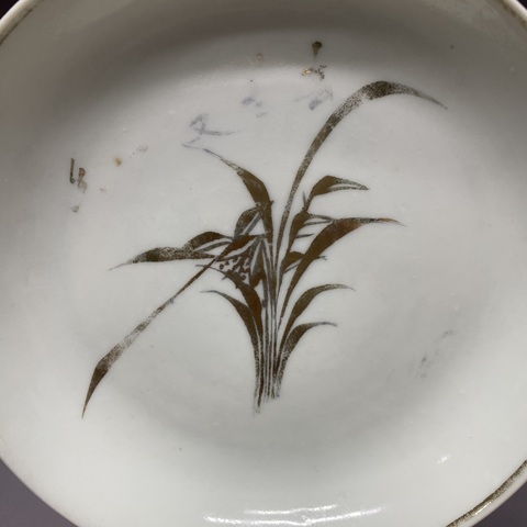 古玩陶瓷晚清民國·描金蘭花盤拍賣,當前價格269元