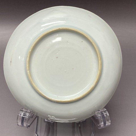 古玩陶瓷 清康熙仕女花卉紋青花礬紅盤真品鑒賞圖