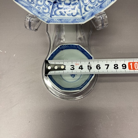 古玩陶瓷青花八角花卉紋杯盤(pán)真品鑒賞圖
