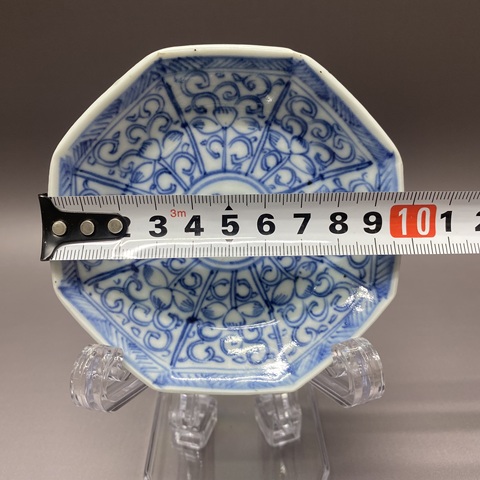 古玩陶瓷青花八角花卉紋杯盤(pán)真品鑒賞圖