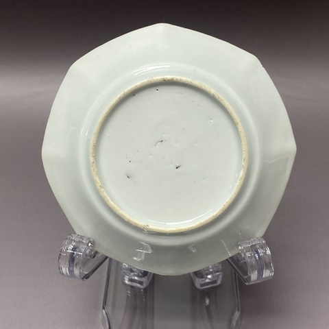 古玩陶瓷青花八角花卉紋杯盤(pán)真品鑒賞圖