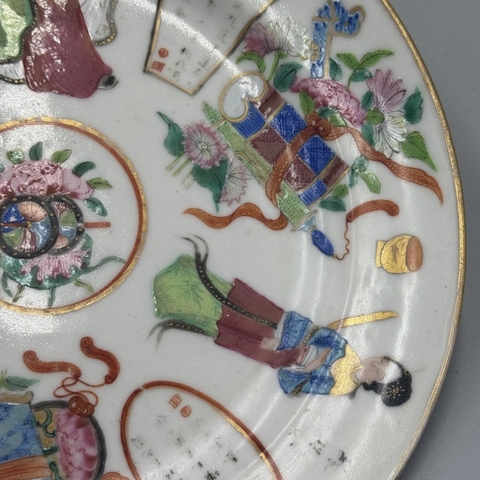 古玩陶瓷無雙譜廣彩盤真品鑒賞圖