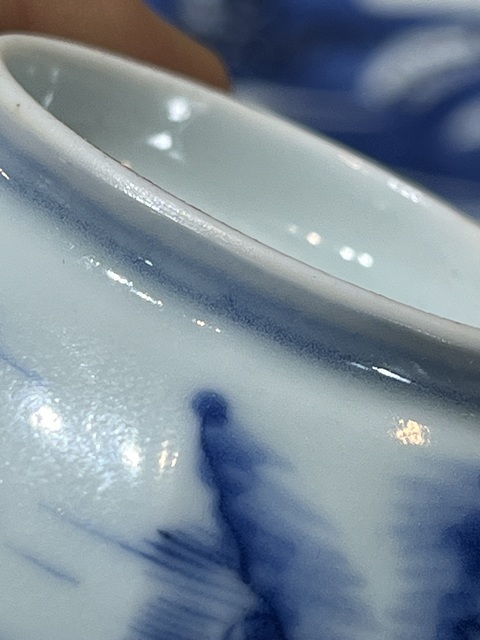古玩陶瓷山水紋青花碗真品鑒賞圖