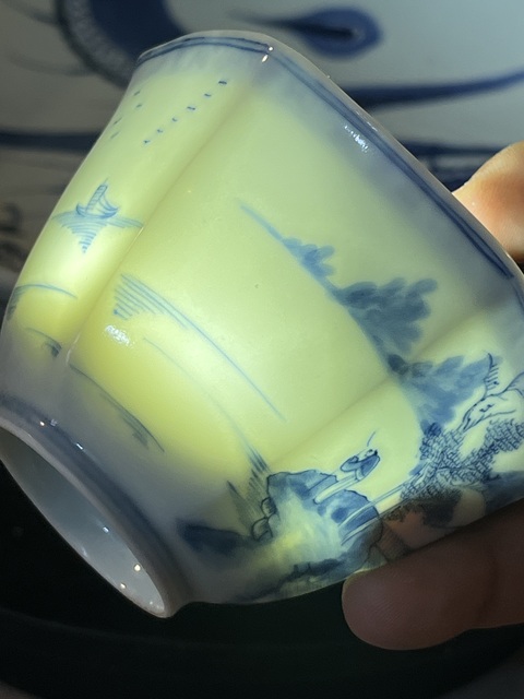 古玩陶瓷山水紋青花碗真品鑒賞圖