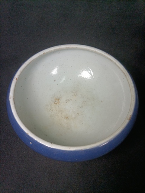古玩陶瓷霽藍釉三乳足缽式香爐真品鑒賞圖