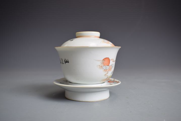 古玩陶瓷人物蓋碗真品鑒賞圖