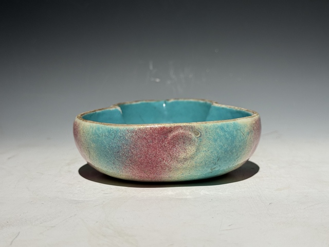 古玩陶瓷清中晚粉彩桃花洞葫蘆形水洗真品鑒賞圖