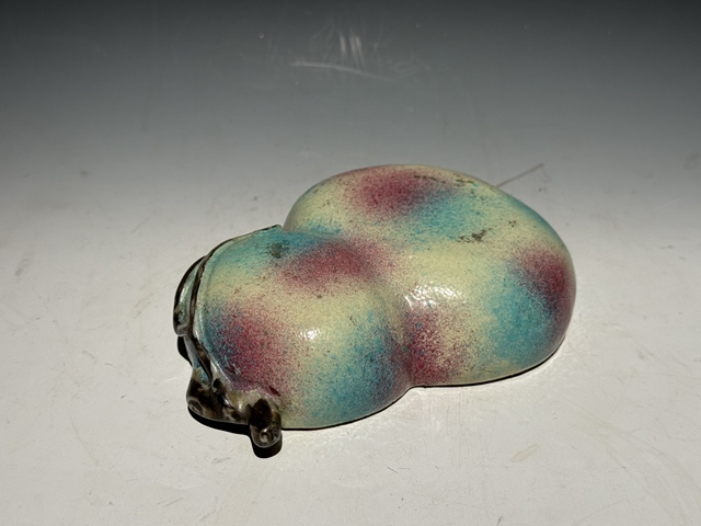 古玩陶瓷清中晚粉彩桃花洞葫蘆形水洗真品鑒賞圖