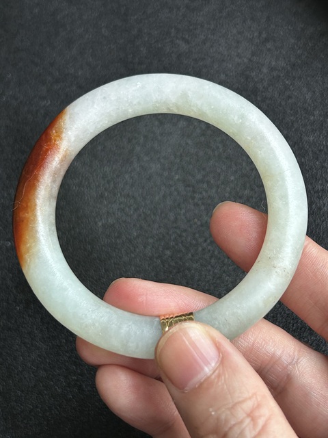 古玩玉器清代老翡翠一抹紅純天然鑲18k金拍賣,當前價格6900元