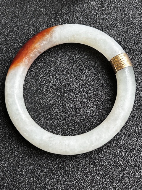 古玩玉器清代老翡翠一抹紅純天然鑲18k金拍賣,當前價格6900元