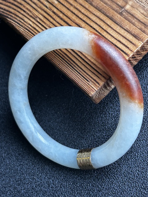 古玩玉器清代老翡翠一抹紅純天然鑲18k金拍賣,當前價格6900元