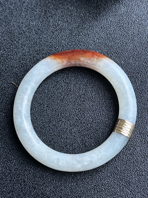 古玩玉器清代老翡翠一抹紅純天然鑲18k金拍賣,當前價格6900元