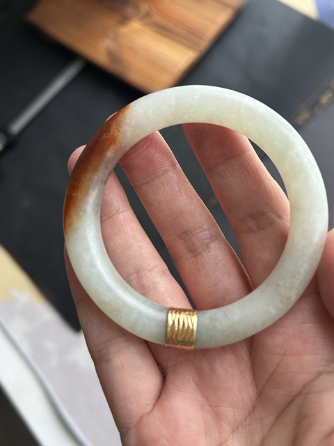 古玩玉器清代老翡翠一抹紅純天然鑲18k金拍賣,當前價格6900元