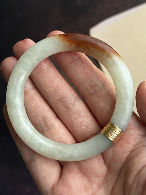 古玩玉器清代老翡翠一抹紅純天然鑲18k金拍賣,當前價格6900元