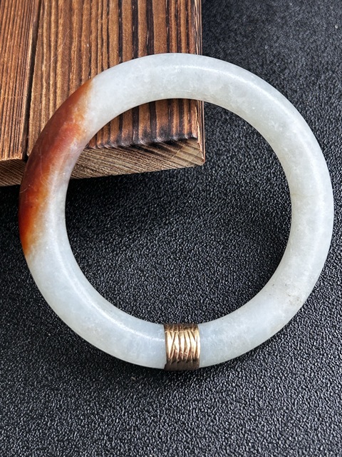 古玩玉器清代老翡翠一抹紅純天然鑲18k金拍賣,當前價格6900元