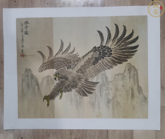 古玩字畫張策雄鷹圖真品鑒賞圖