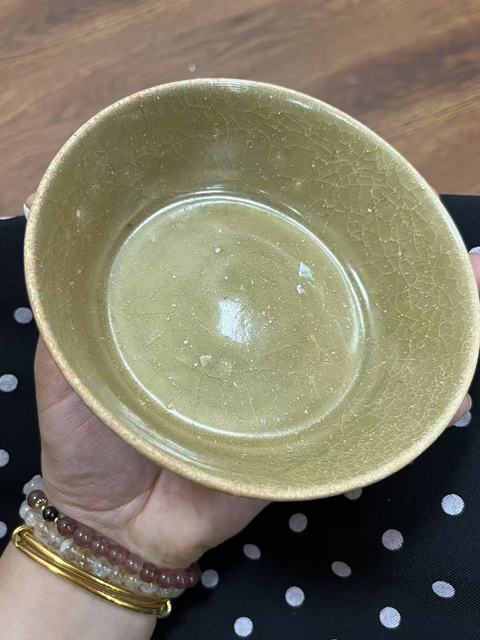 古玩陶瓷龍泉窯臥足洗真品鑒賞圖