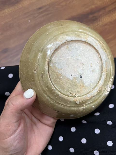 古玩陶瓷龍泉窯臥足洗真品鑒賞圖