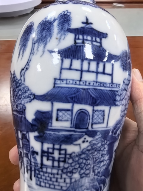 古玩陶瓷青花山水人物梅瓶真品鑒賞圖