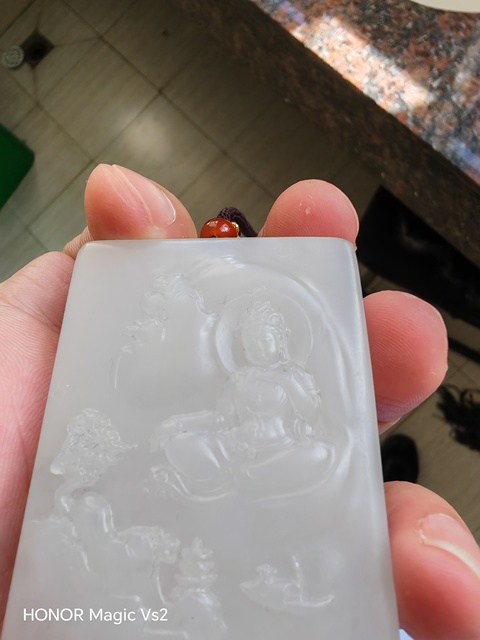 古玩玉器和田玉雕“觀音牌”真品鑒賞圖