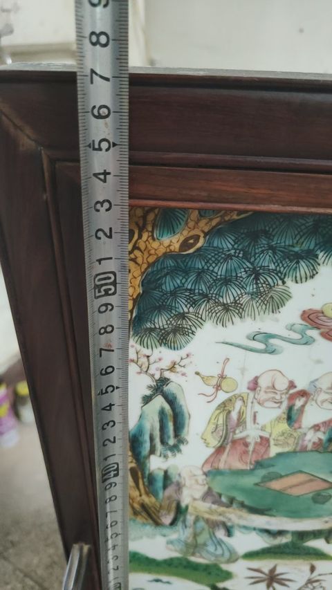 古玩陶瓷粉彩瓷板真品鑒賞圖