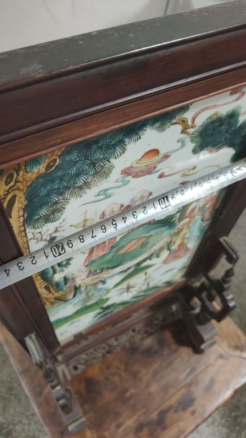 古玩陶瓷粉彩瓷板真品鑒賞圖