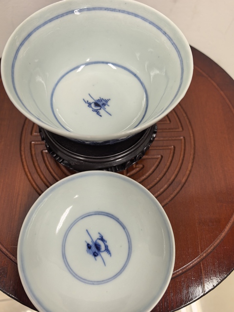 古玩陶瓷青花山水人物紋蓋碗真品鑒賞圖