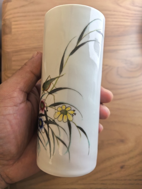 古玩陶瓷粉彩蟲草紋香筒真品鑒賞圖