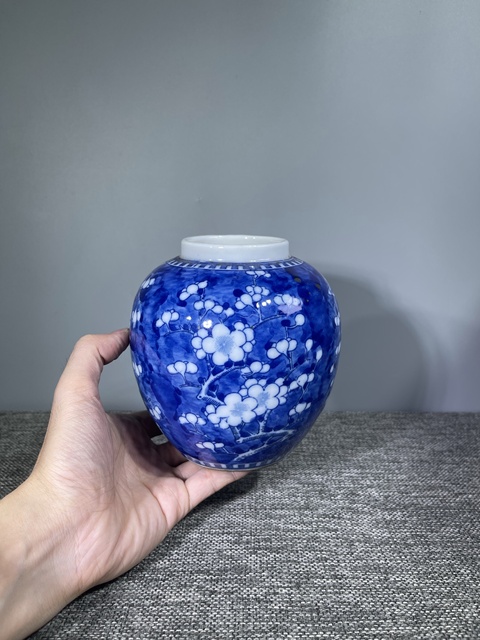 古玩陶瓷民國青花冰梅罐真品鑒賞圖