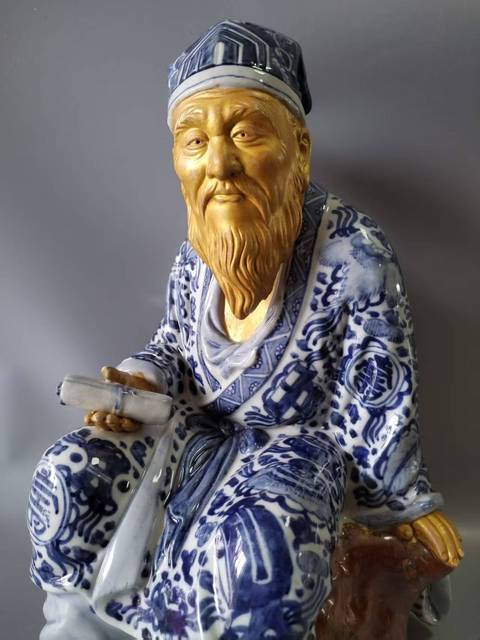 古玩陶瓷青花人物塑像真品鑒賞圖