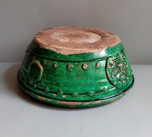 古玩陶瓷三彩獅耳水洗真品鑒賞圖