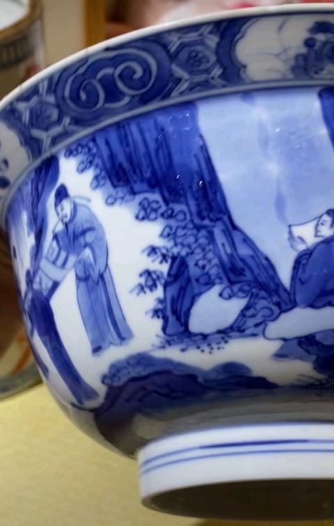 古玩陶瓷青花人物故事提材碗真品鑒賞圖