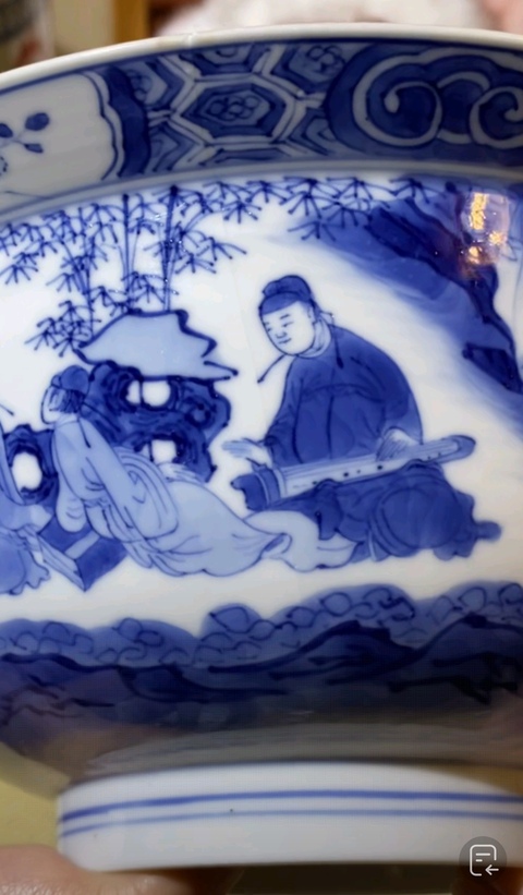 古玩陶瓷青花人物故事提材碗真品鑒賞圖